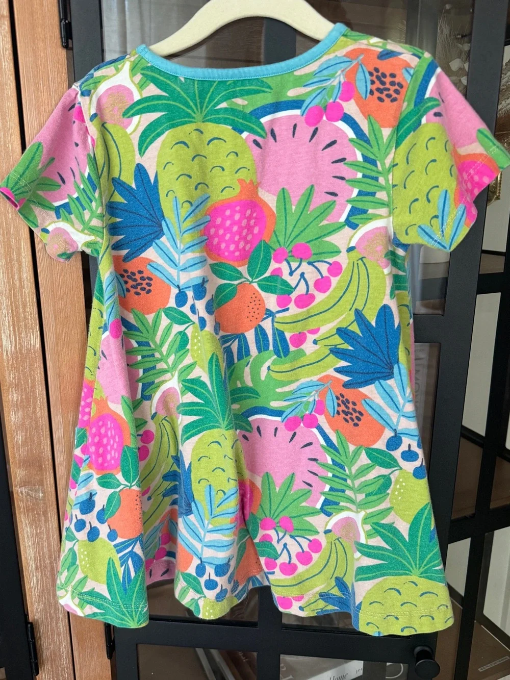 Mini Boden fruits dress tee Short Sleeve Print Tunic Tickled Pink Tropical girls
